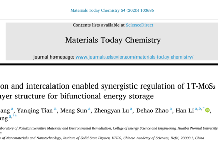 张良硕/李汗/张永兴团队在《Materials Today Chemistry》发表锂离子电池储能材料研究新进展